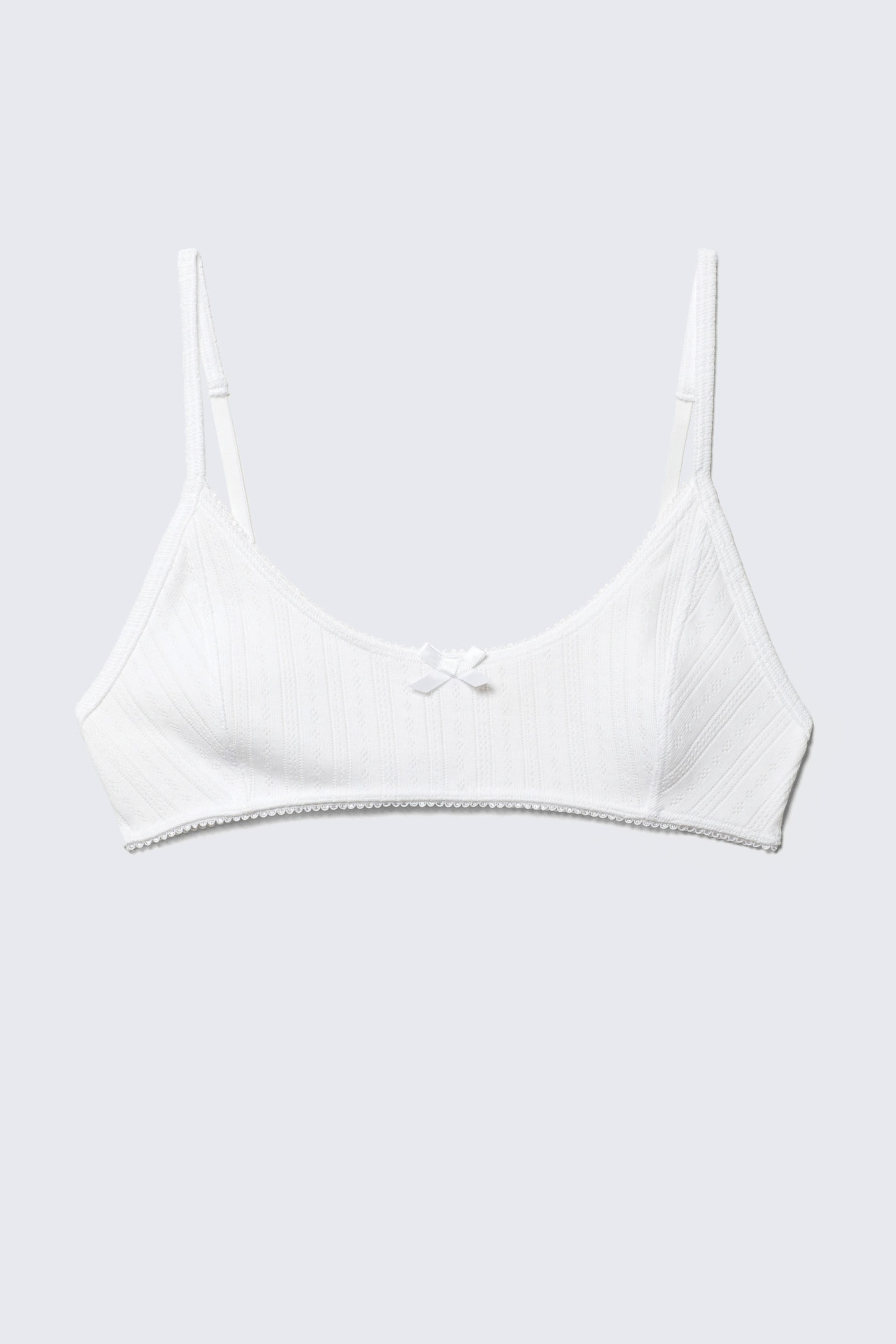 Wit - Pointelle bralette met lage ronde hals - 4
