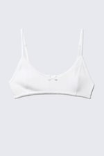 Vit - Pointelle bralette med djup urringning - 0