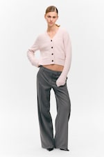 Dark Grey - Low Waisted Pleated Suiting Trousers - 0