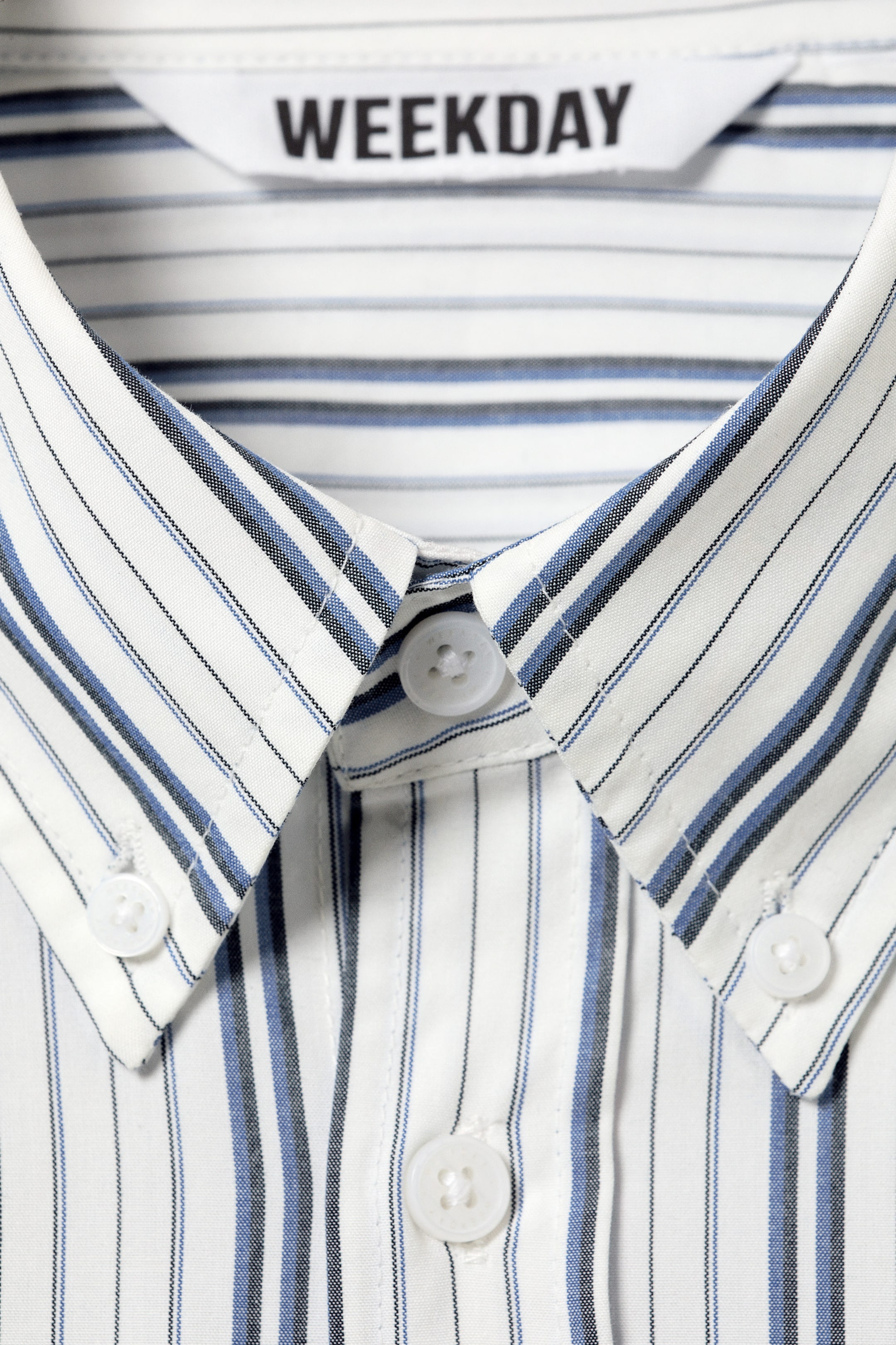 White - Blue Stripes - Lockeres Poplin-Hemd mit Knopfleiste - 5