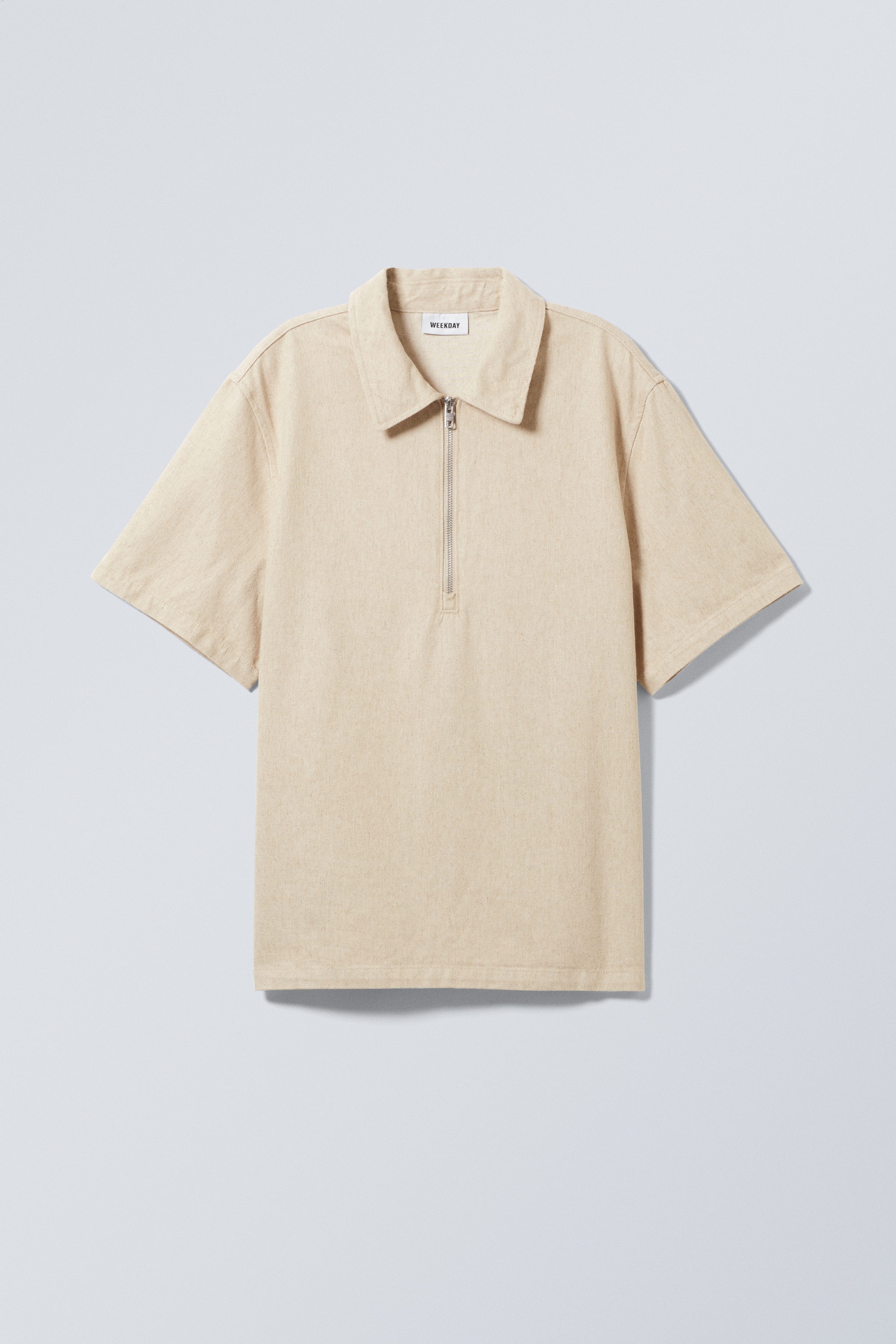 Ecru - Relaxed Linen Blend Short Sleeve Shirt - 0