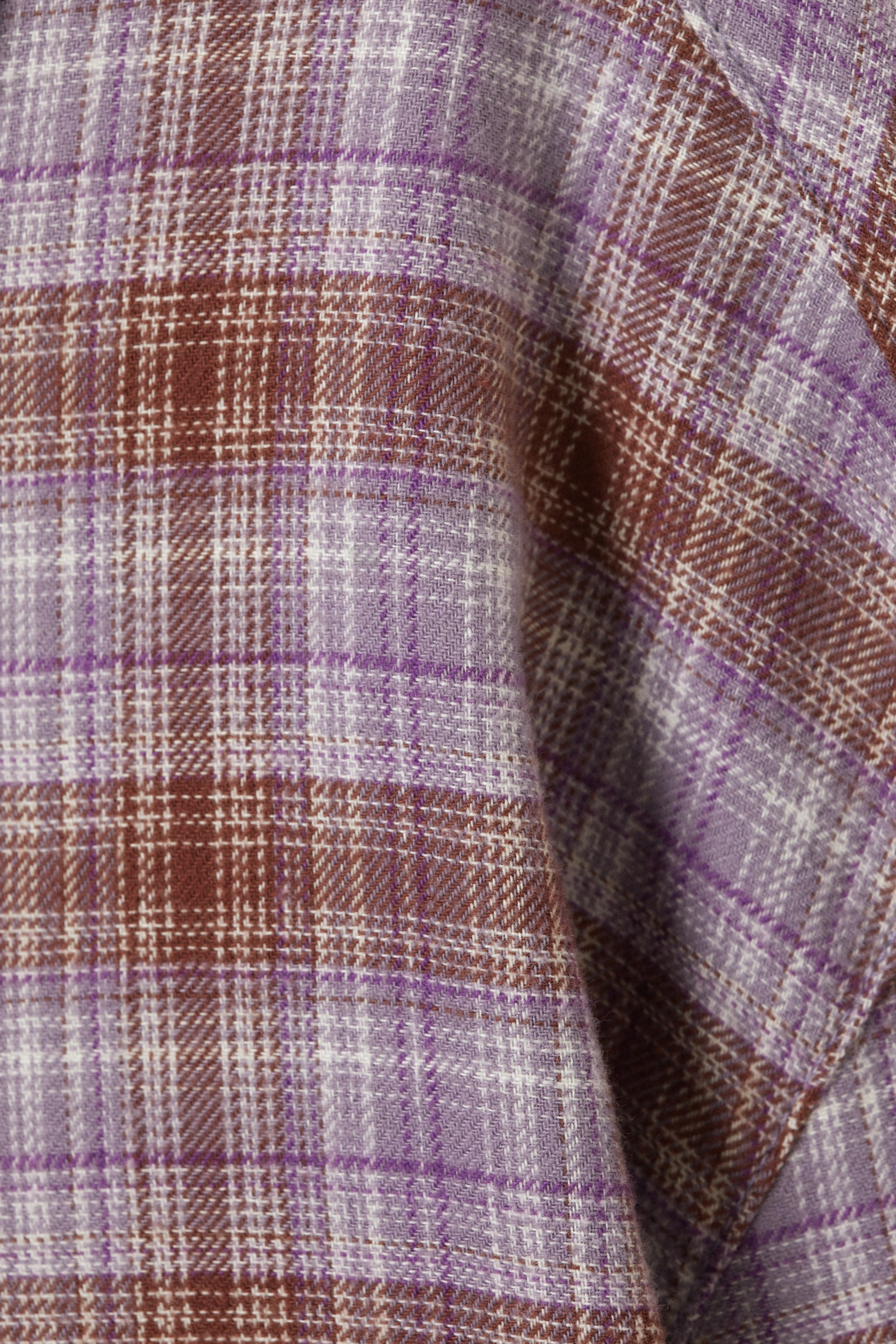 Cropped Checked Flannel Shirt - Purple Check/Checked Brown - 3