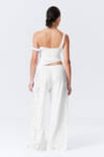 White - Broderie Anglaise Loose Fit Trousers - 3