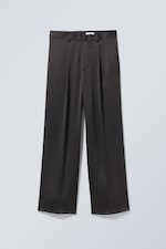 Black - Uno Loose Shiny Trousers - 0
