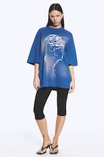 Blau - Oversized T-Shirt mit Print - 2