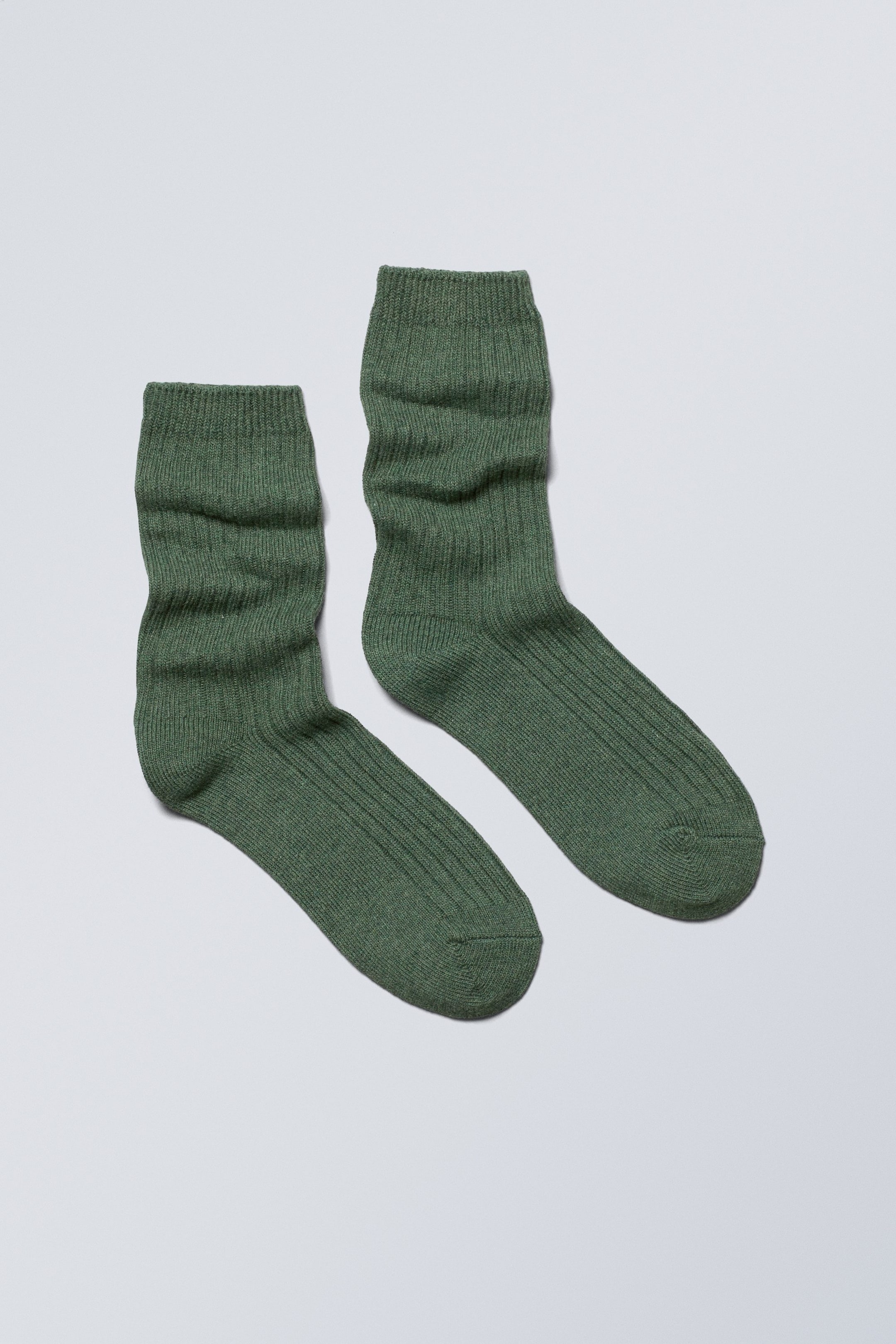 Dark Green - Pond Ribbed Socks - 0