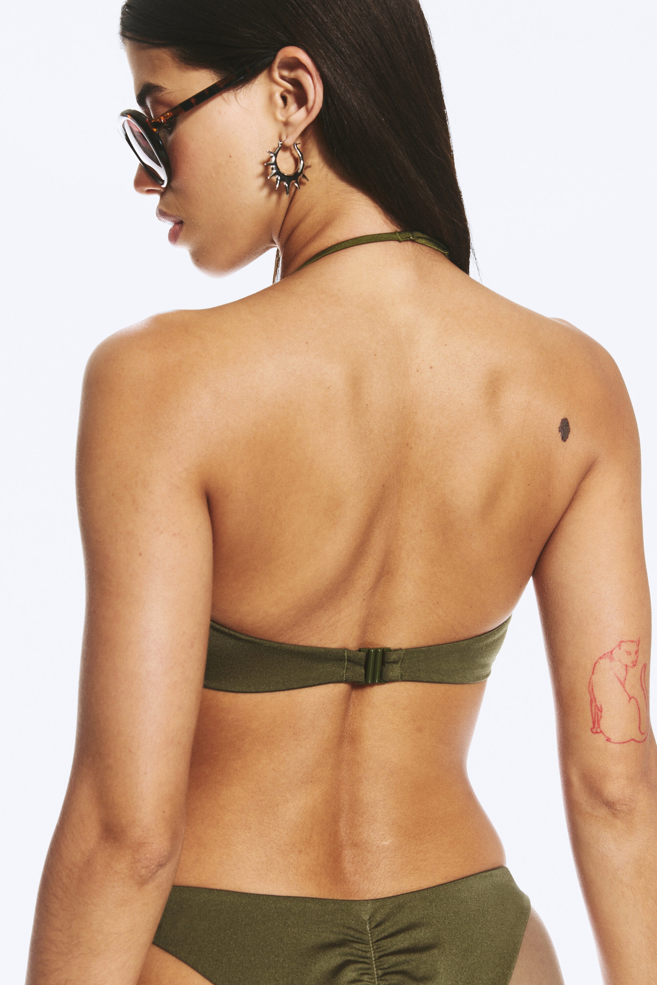 Vert foncé - Haut de bikini minimaliste à col licou - 2