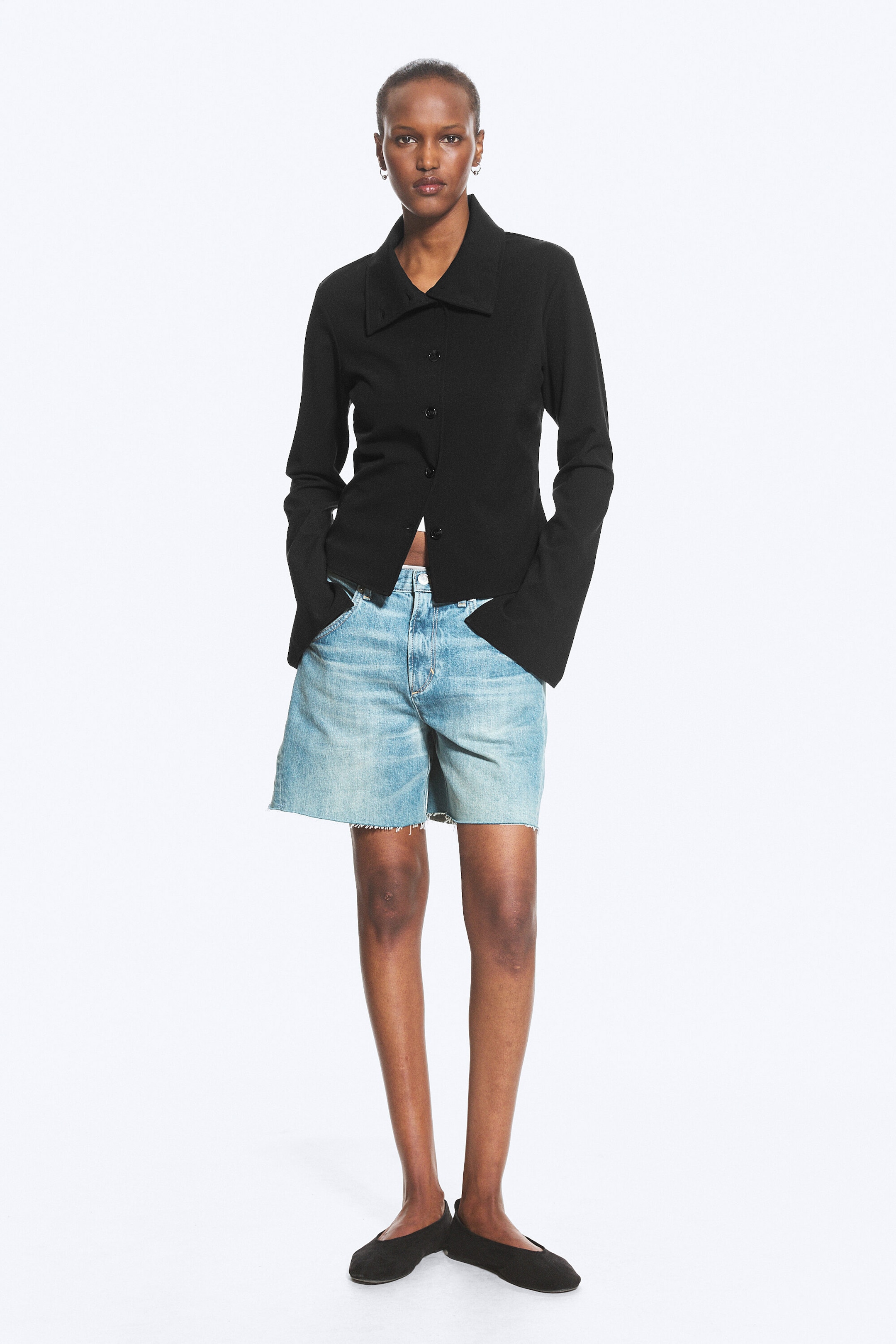 Black - Long-sleeved buttoned shirt - 2