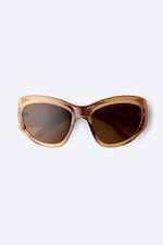 Monture beige + verres marron - Lunettes de soleil rondes oversize - 2