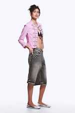 Smokey Black - Dark Black - LOOSER LOW WAIST LOOSE STRAIGHT DENIM SHORTS - 5