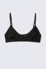 Black - Pointelle Scooped Cotton Bra - 0