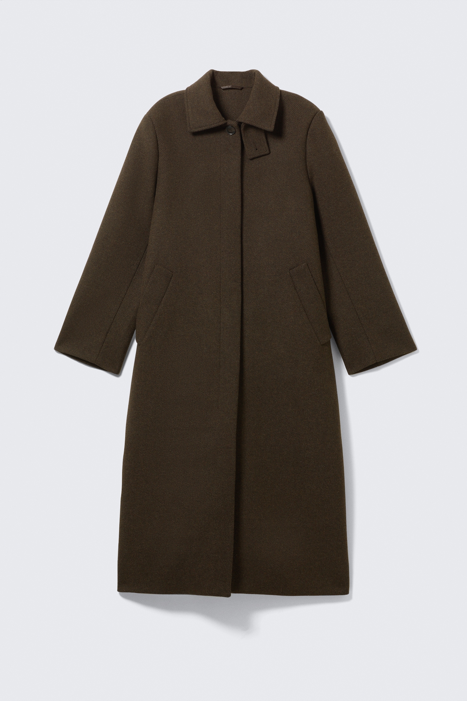 Long Oversized Wool-Blend Coat - Marrón oscuro/Negro - 2