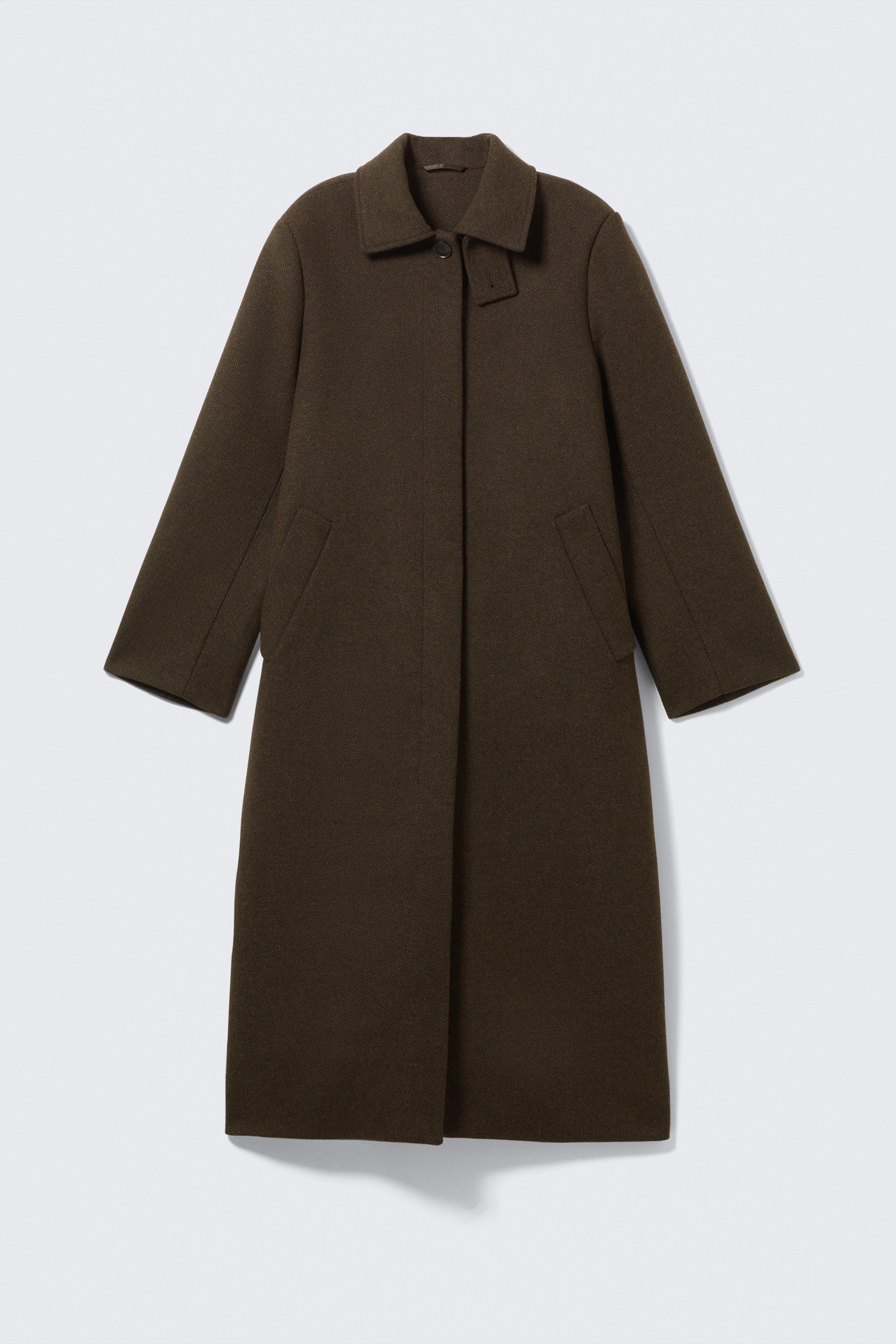 Dark Brown - Long Oversized Wool-Blend Coat - 5