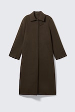 Dark Brown - Long Oversized Wool-Blend Coat - 5