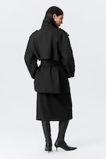 Black - FAUSTINA C OVERSIZED DOUBLE-BREASTED TRENCH COAT - 4