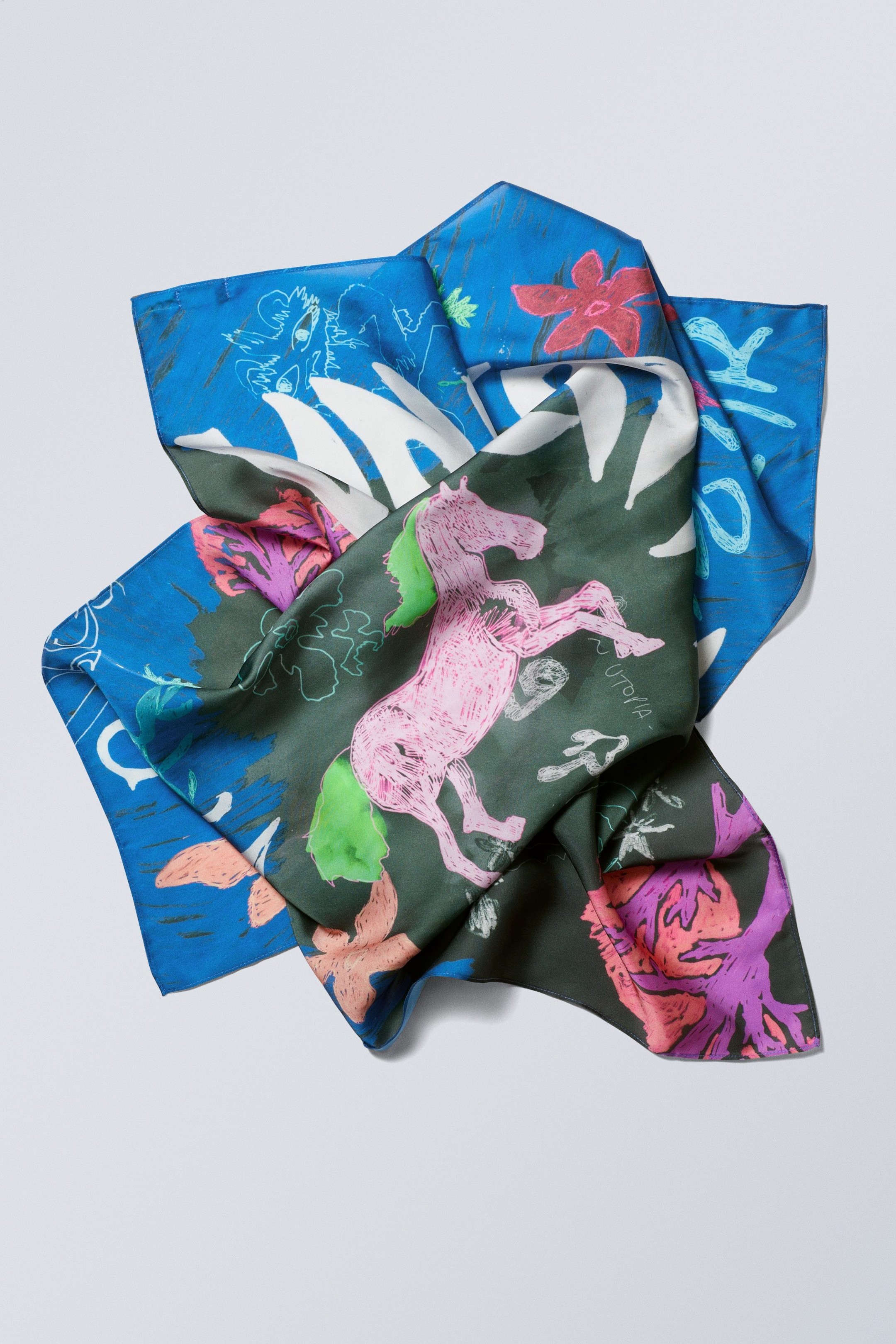 Blue - Shine Scribble Scarf - 0
