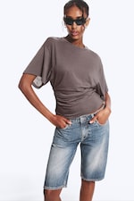 Dusty Plum - DRAPED FITTED T-SHIRT - 0