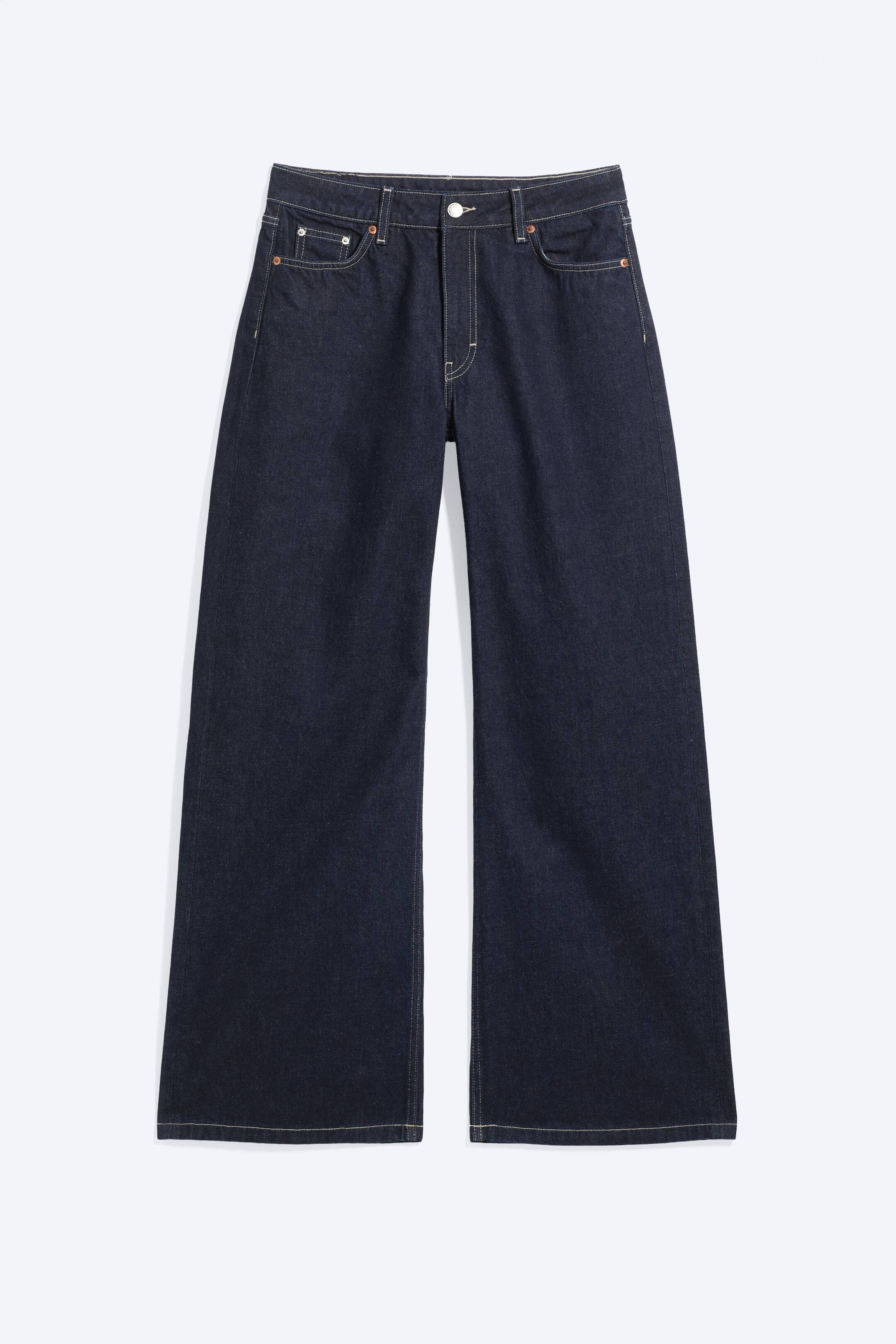 Grotere afbeelding bekijken: Paz Mid Rise Wide Jeans - Blue Rinse – Donkerblauw - DAMES | H&M BE 1