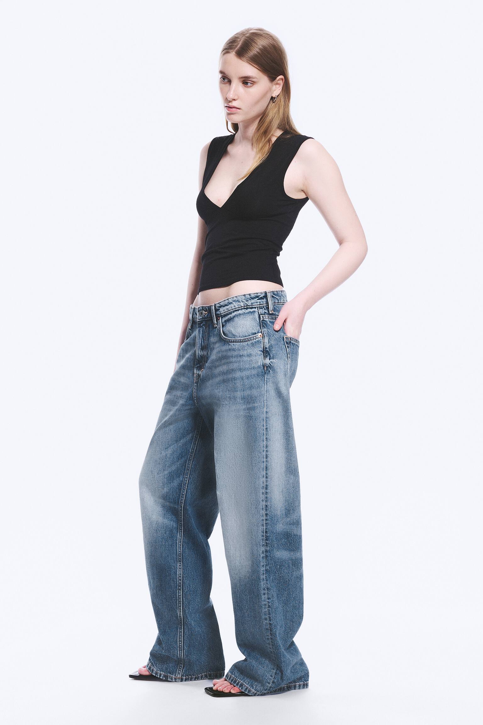 Дънки Missy с ниска талия, свободна права кройка - Сини Коне - Средно Синьо/Broken Blue - Светлосиньо/Синьо изплакване - тъмносиньо/Tuned Black - Черно/Мръсно Бяло - Бяло - 4