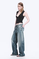 Blue Horses - Medium Blue - Missy Low Rise Loose Straight Leg Jeans - 1