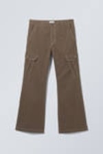 Dark Brown - Loose Bootcut Cargo Trousers - 0