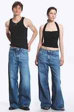 Sailor Blue – middels blå - Solar vid unisex-jeans med løs passform og normalt liv - 0