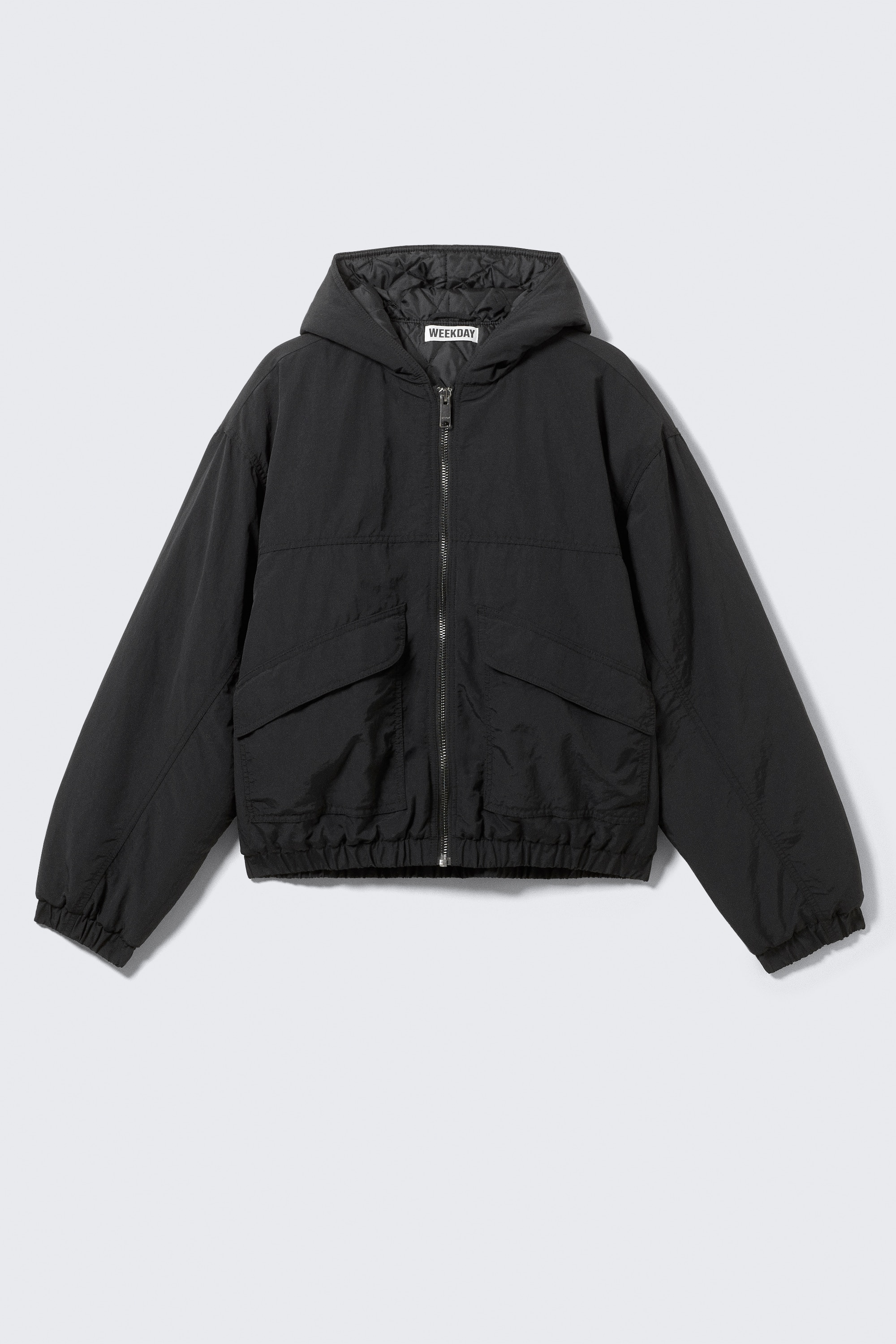 Relaxed Nylon Bomber Jacker - Black