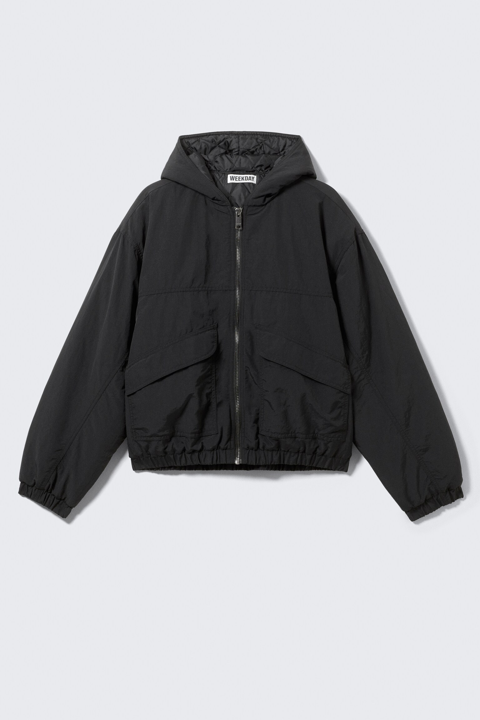 Relaxed Nylon Bomber Jacker - Black/Dusty Brown - 2