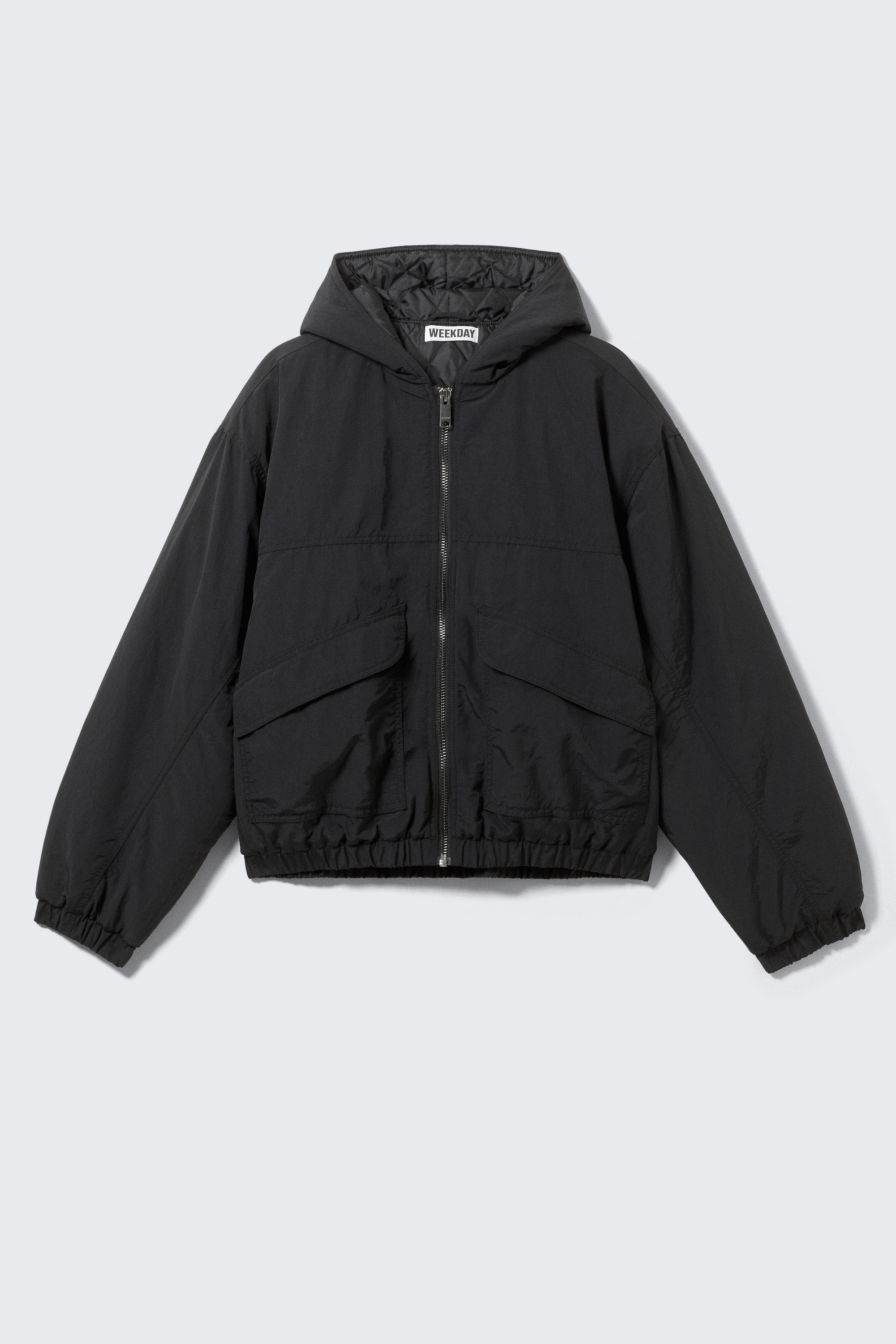 Black - Relaxed Nylon Bomber Jacker - 4