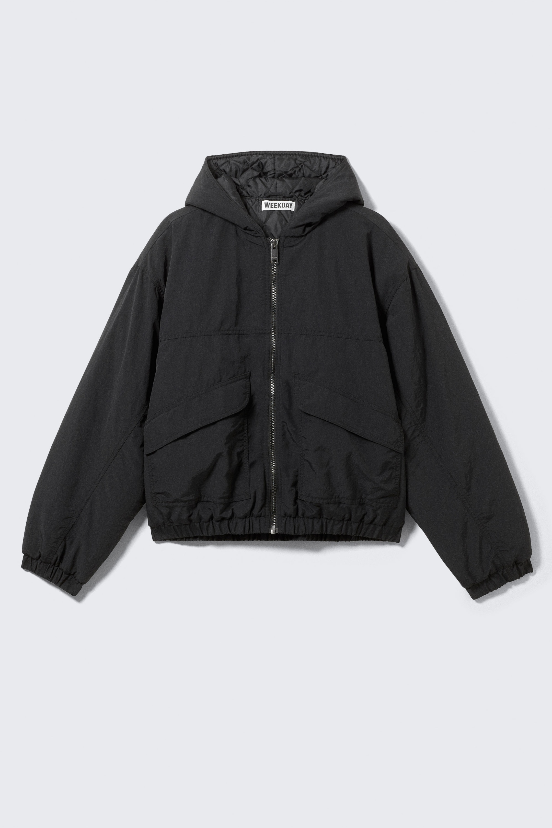 Black - Relaxed Nylon Bomber Jacker - 1