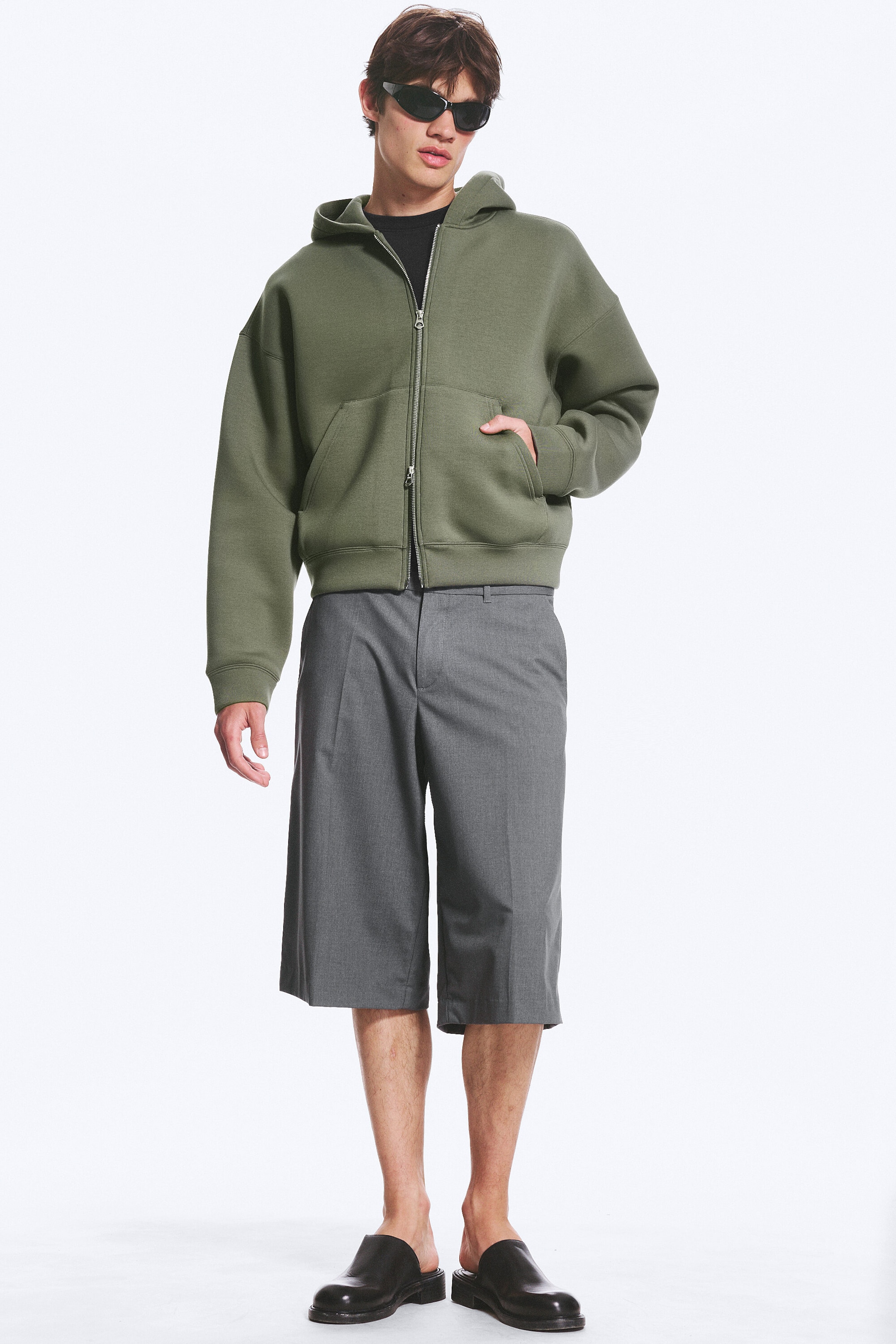 Helles, staubiges Khakigrün - Scuba-Kapuzenpullover mit Reißverschluss Simon - 2