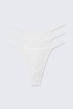 Wit - Set van 3 geribde katoenen strings Stella - 0