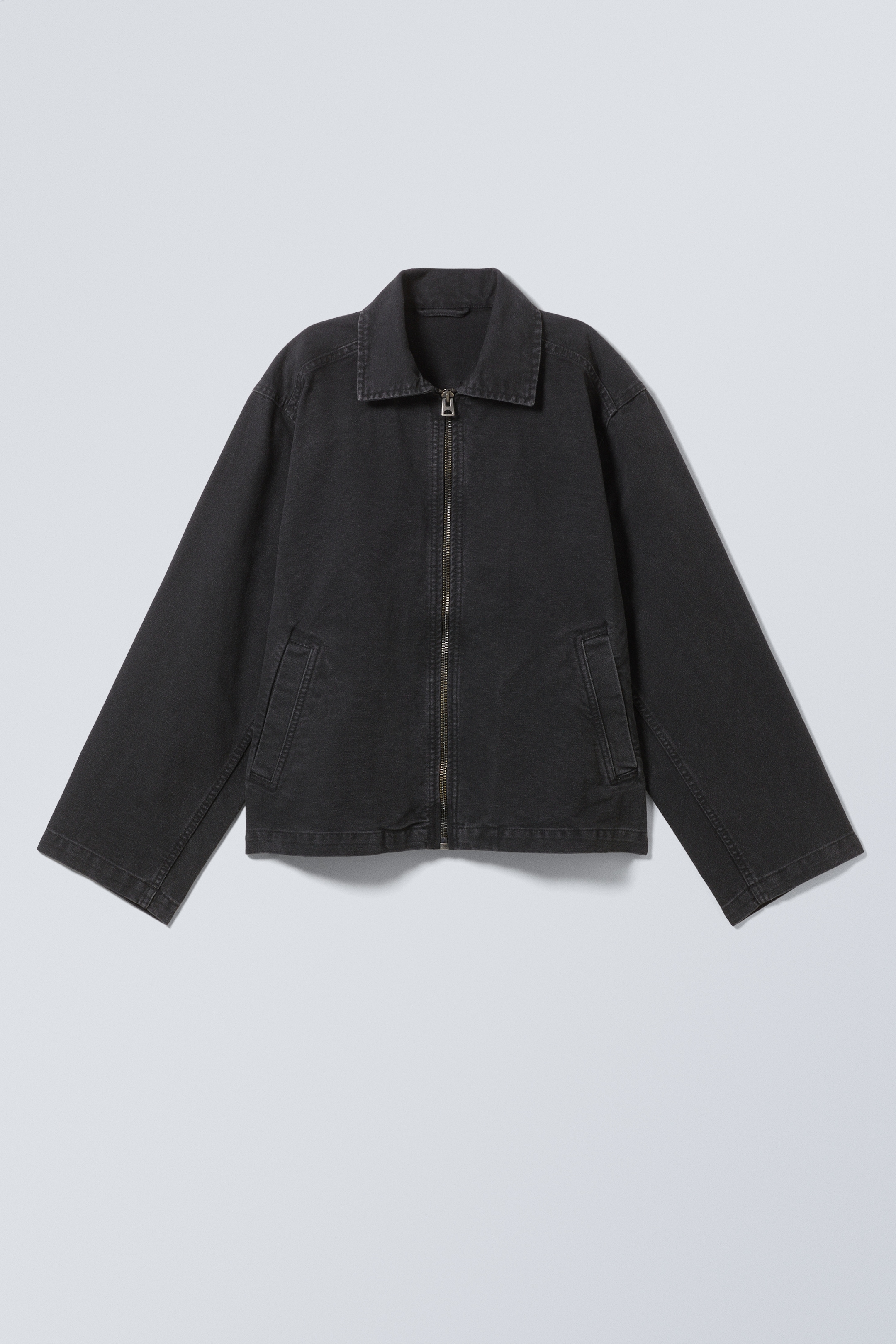 Grotere afbeelding bekijken: Gewassen canvas jack met rits - Washed black – Zwart - DAMES | H&M NL 1