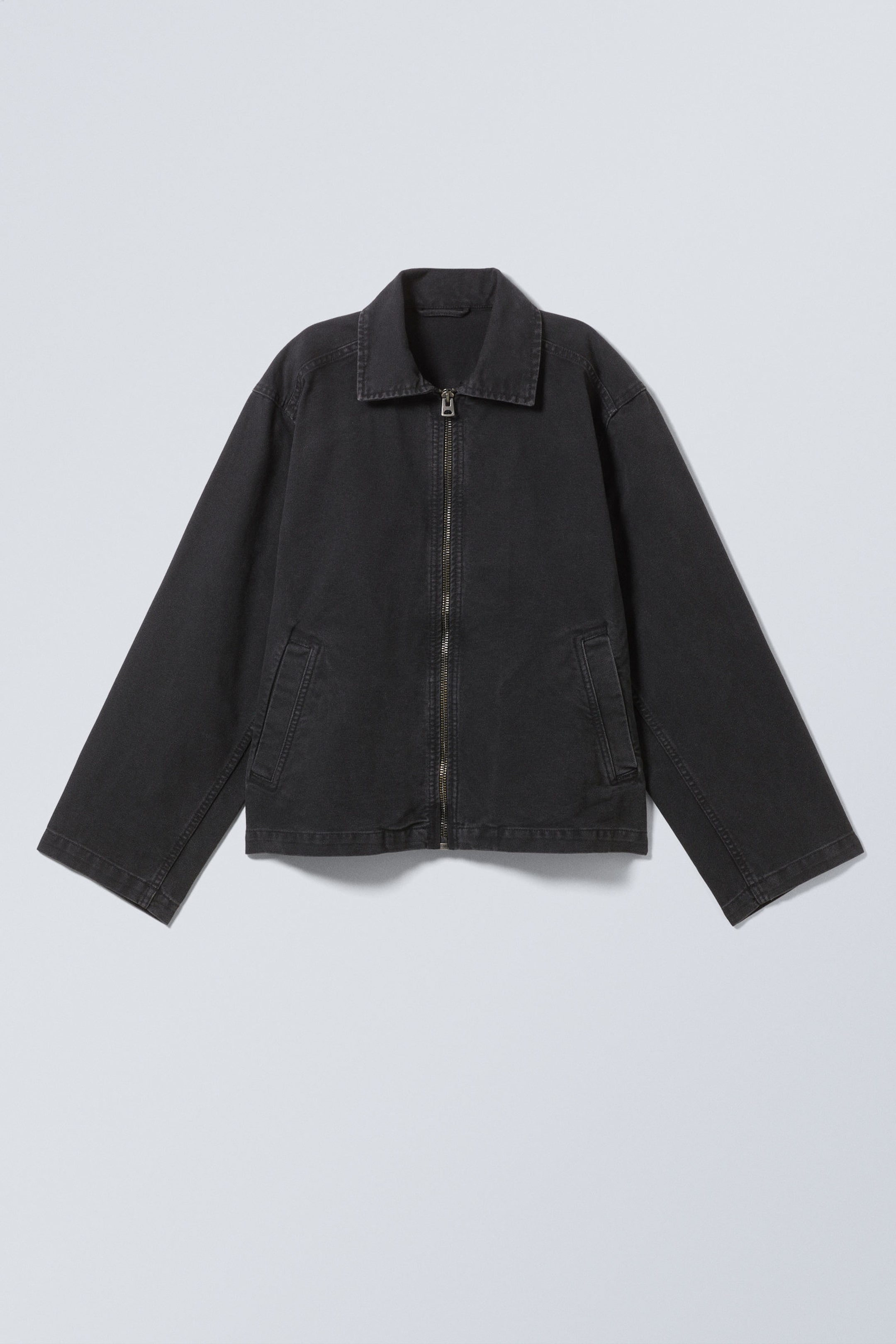 Washed Black - Washed Cotton Canvas Zip-Up Jacket - 4