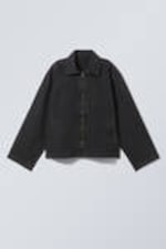 Washed Black - Washed Cotton Canvas Zip-Up Jacket - 4