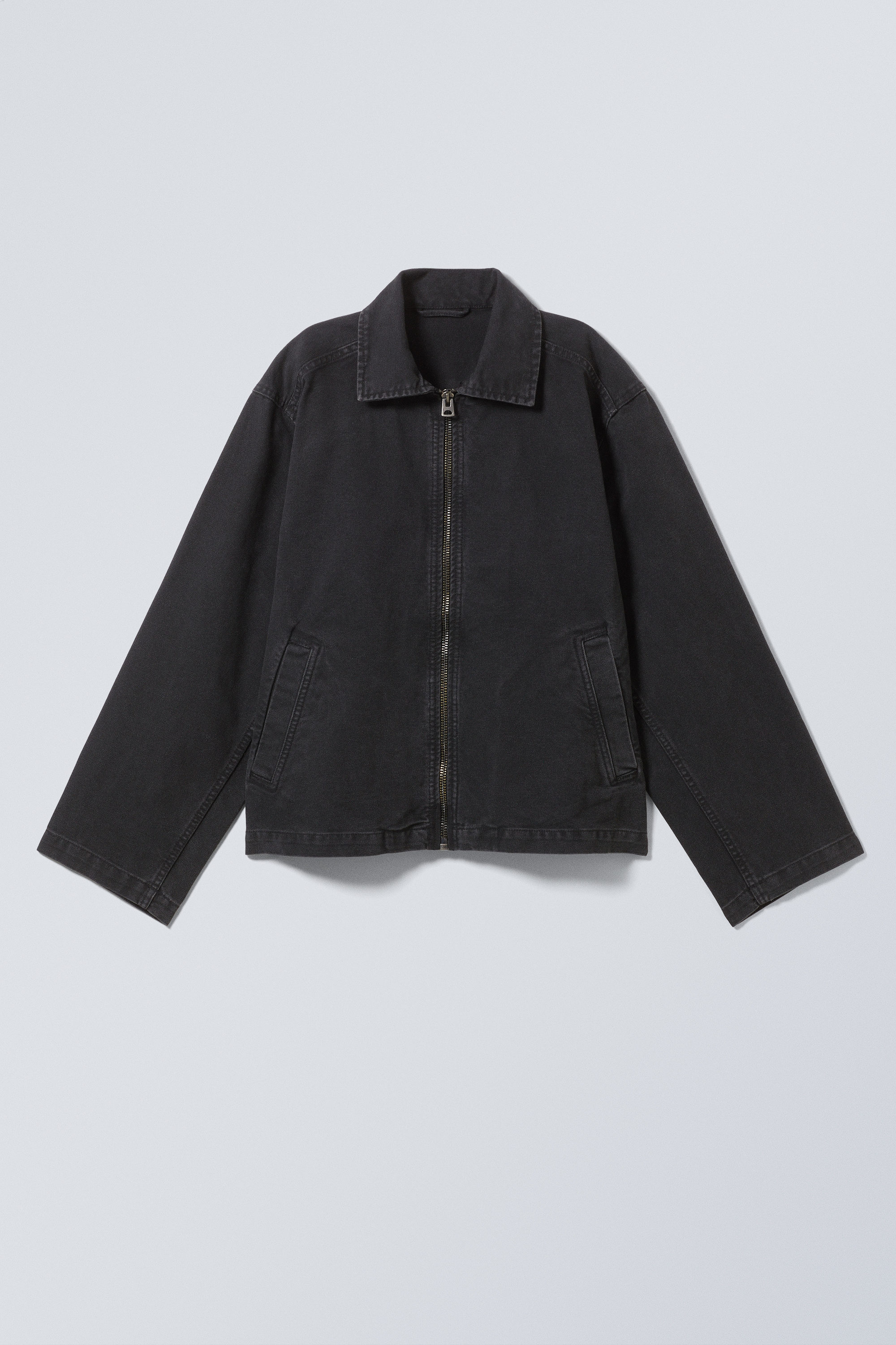 washed cotton canvas zip-up jacket - Washed Black | Weekday WW