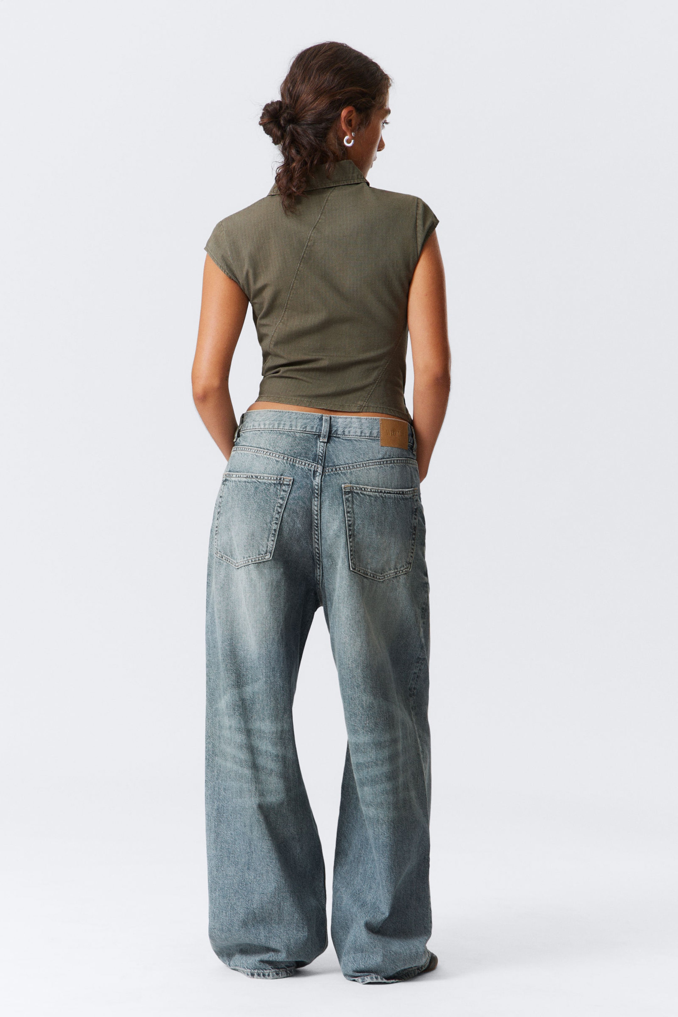 Khaki Green - Cap-Sleeved Asymmetric Ripstop Top - 4