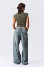 Khaki Green - Cap-Sleeved Asymmetric Ripstop Top - 4