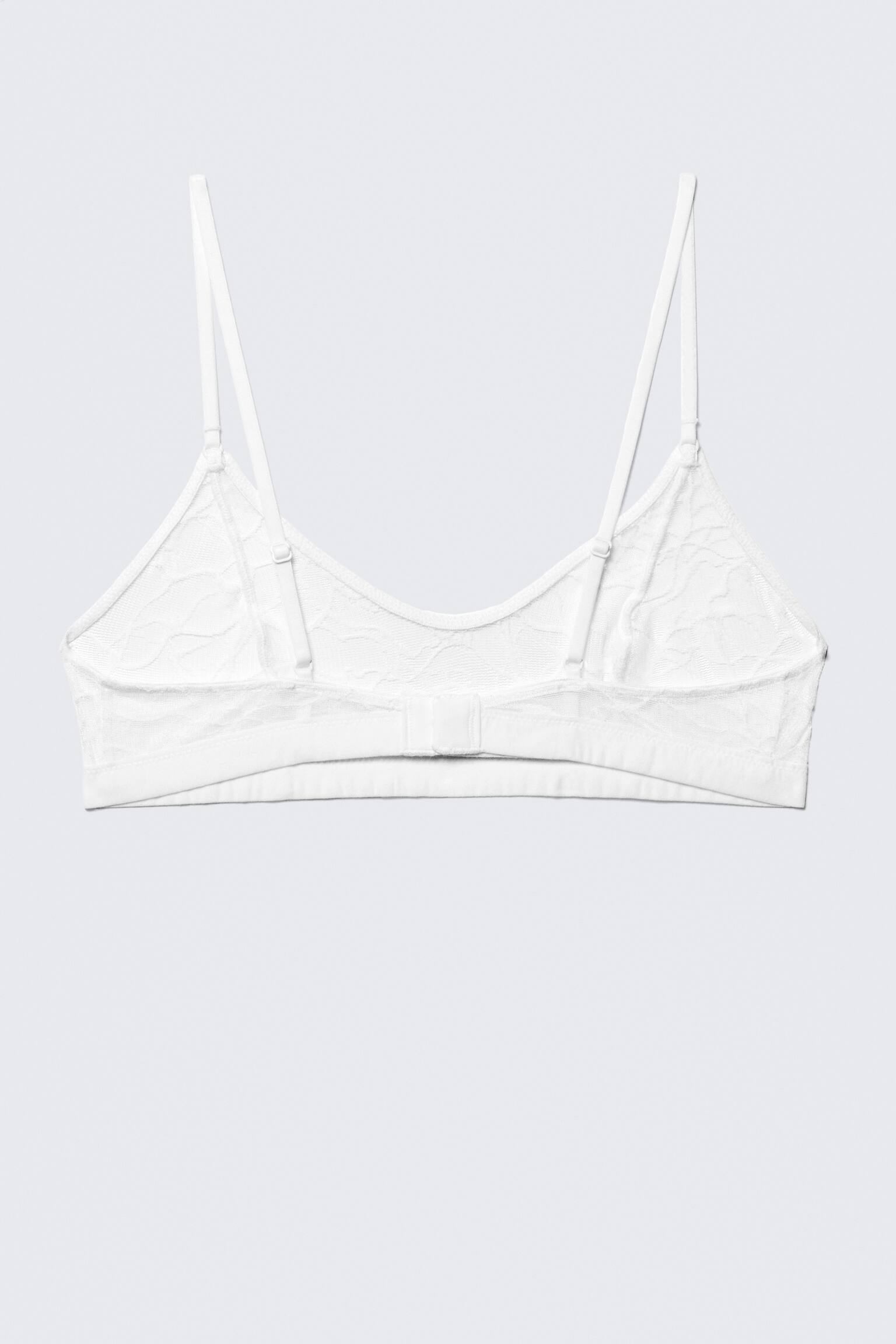 Soutien-gorge en dentelle tourbillonnante à encolure dégagée - Blanc/Noir - 4