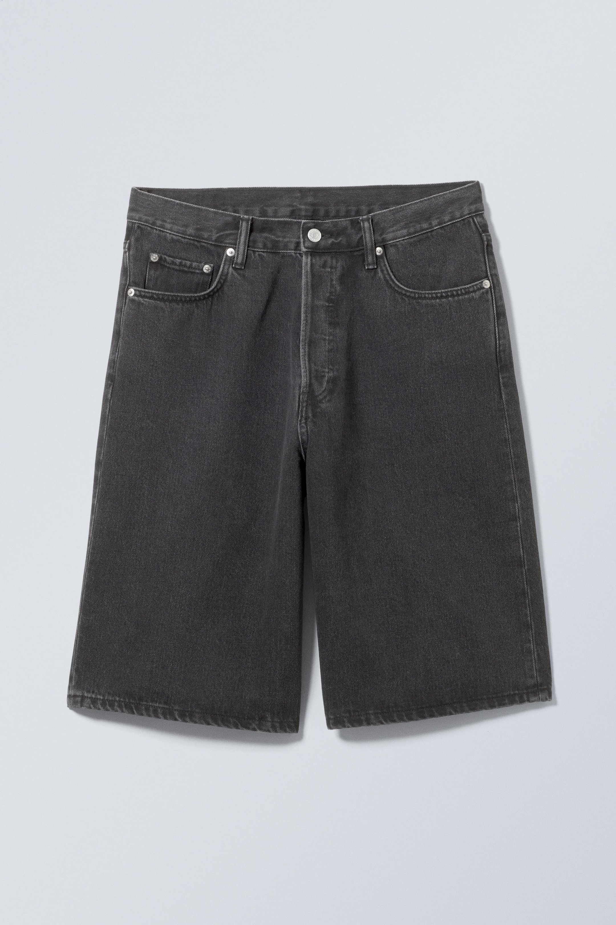 Tuned Black - Astro Denim Loose Baggy Shorts - 8