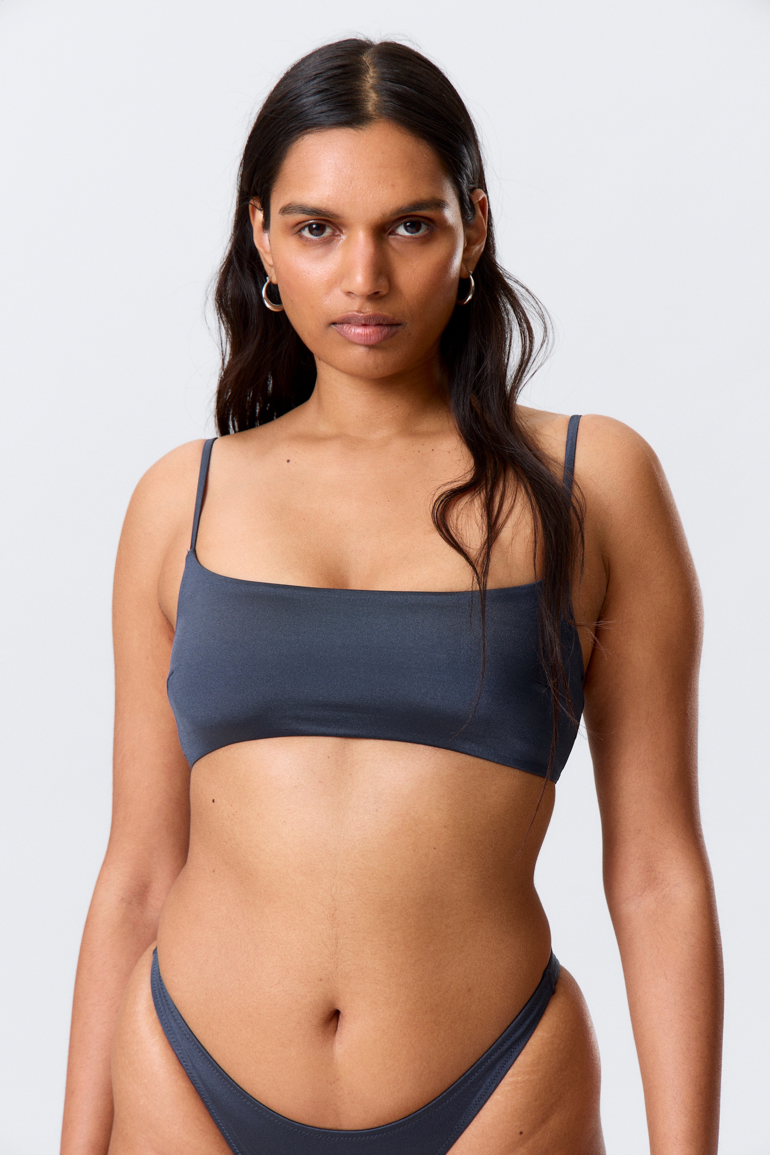 Scoop Neck Bikini Top - Dark Blue/Tmavě hnědá/Light Blue - 2