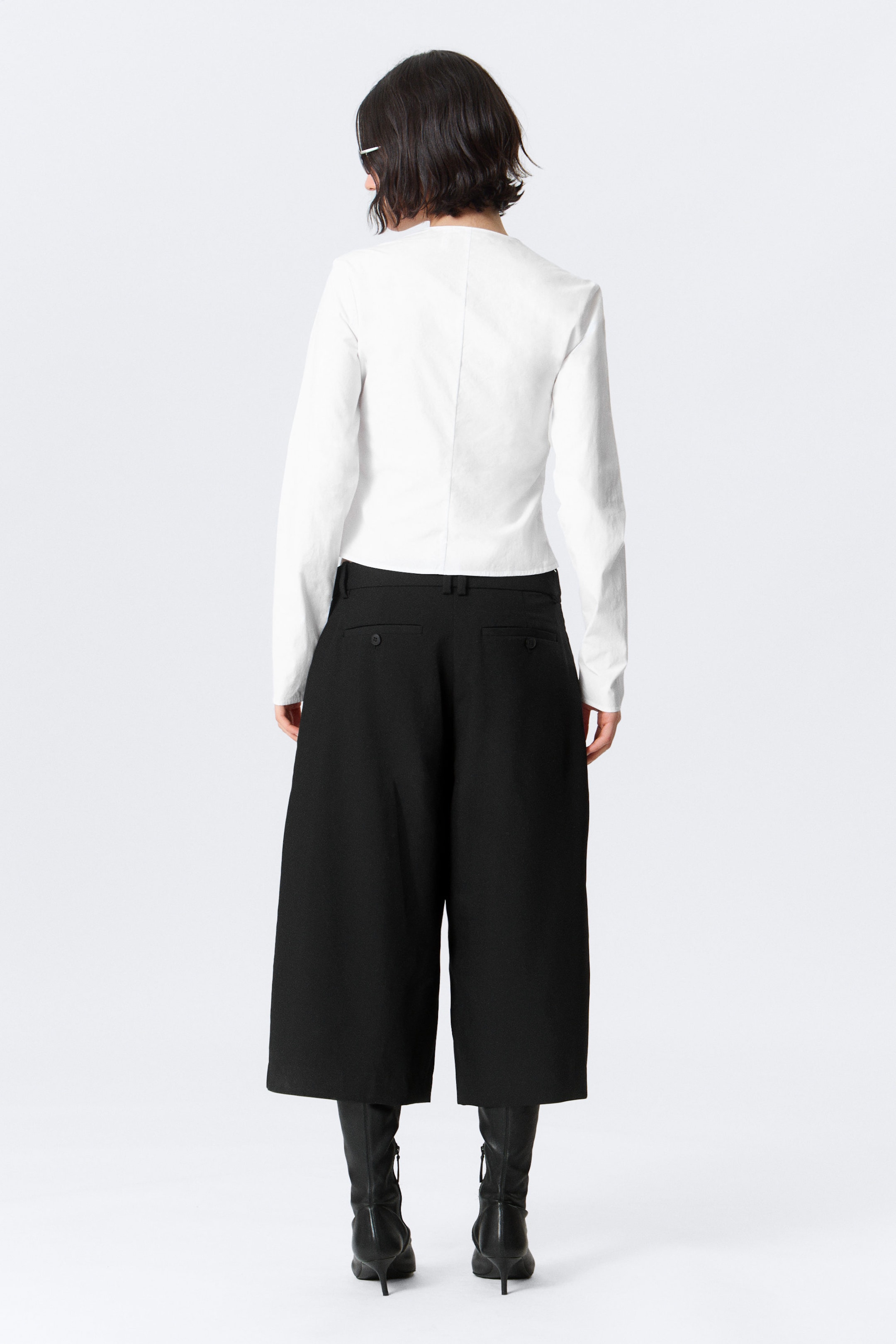 White - Gerafftes Zip-Top mit V-Ausschnitt - 3