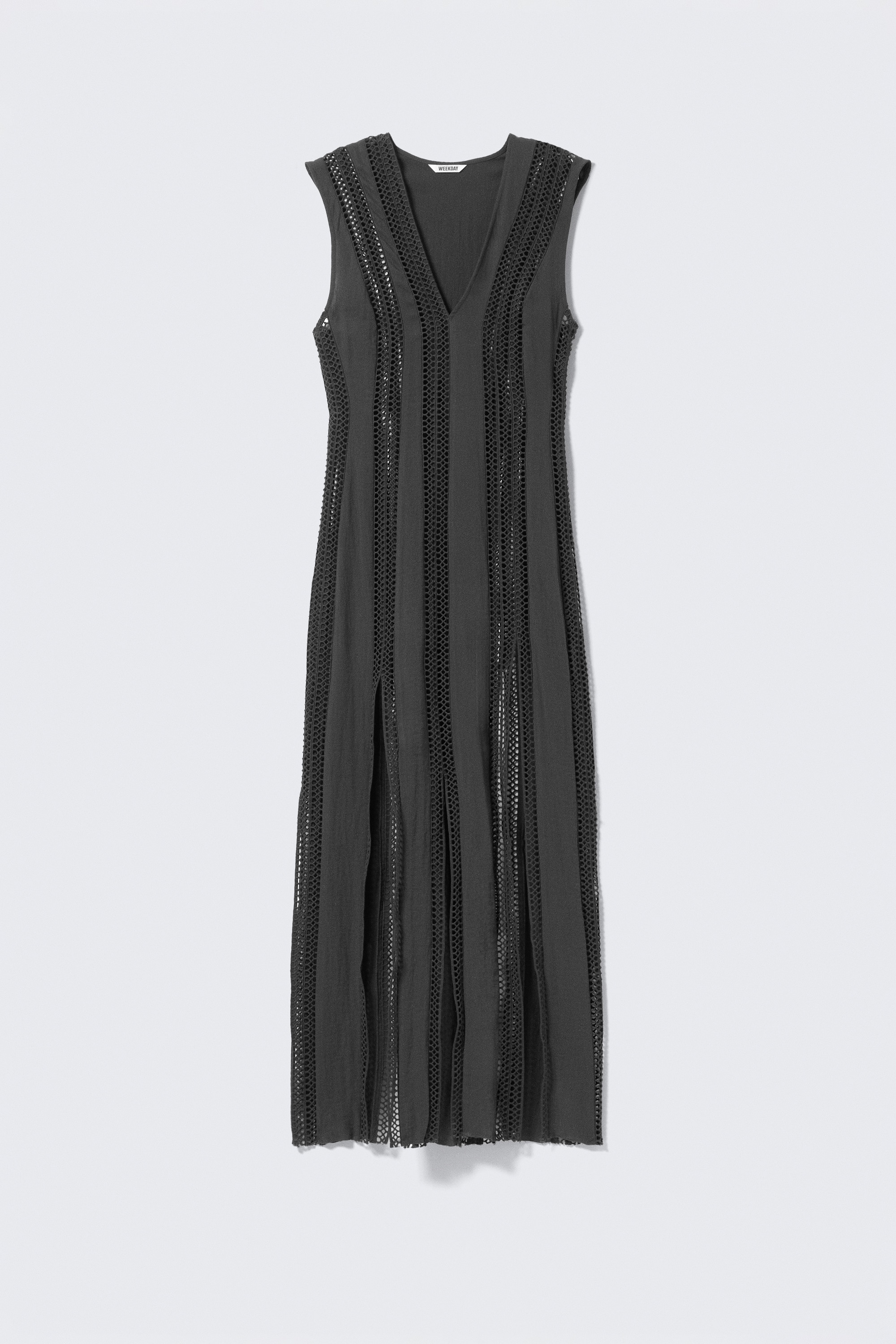 Robe longue transparente à encolure en V - Gris foncé