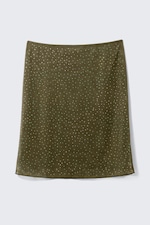 Khaki Green - Rhinestones - YULIA B MESH RHINESTONE MIDI SKIRT - 3
