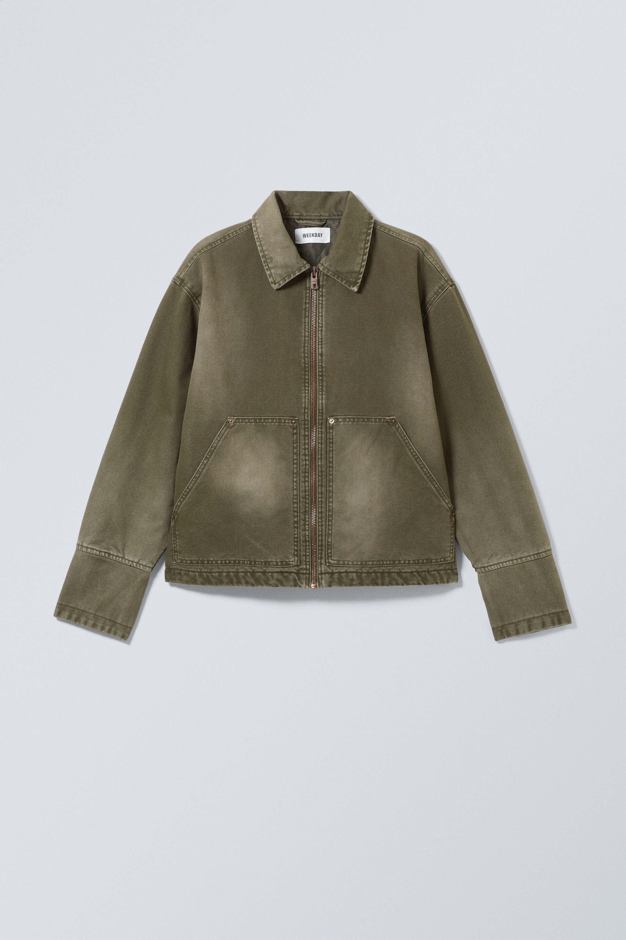 Washed Khaki Green - Relaxed Washed Utility Jacket - 0