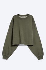 Washed Dark Khaki Green - Cropped Oversized Sweatshirt - 3