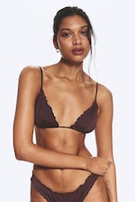 Dark Red - Frill Bikini Top - 0