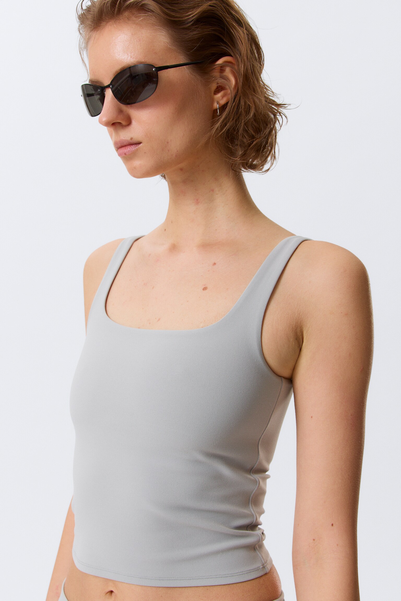 Cropped Sports Top - Light Dusty Grey/Dark Brown/Black/Dark Grey/White/Dark Brown/Dark Khaki Green - 6