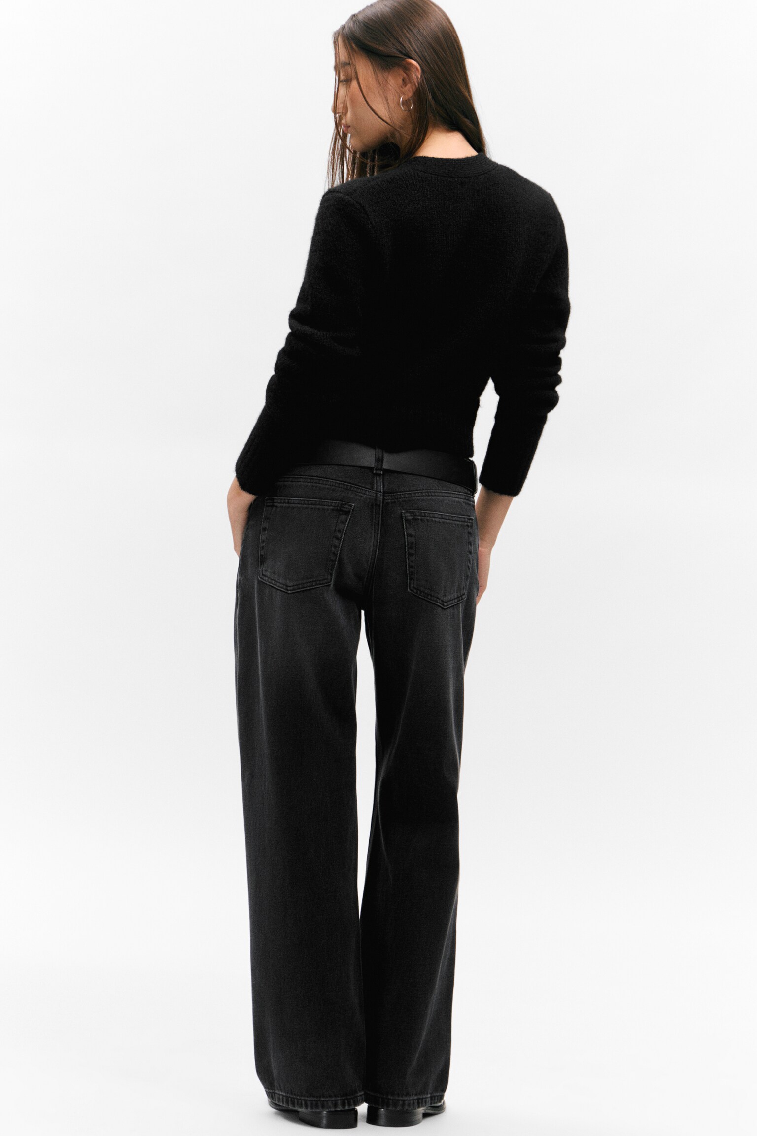 Ribbet V-hals cardigan - Sort/Postkasserød/Støvet gråbrun/Støvet lyserød - 6