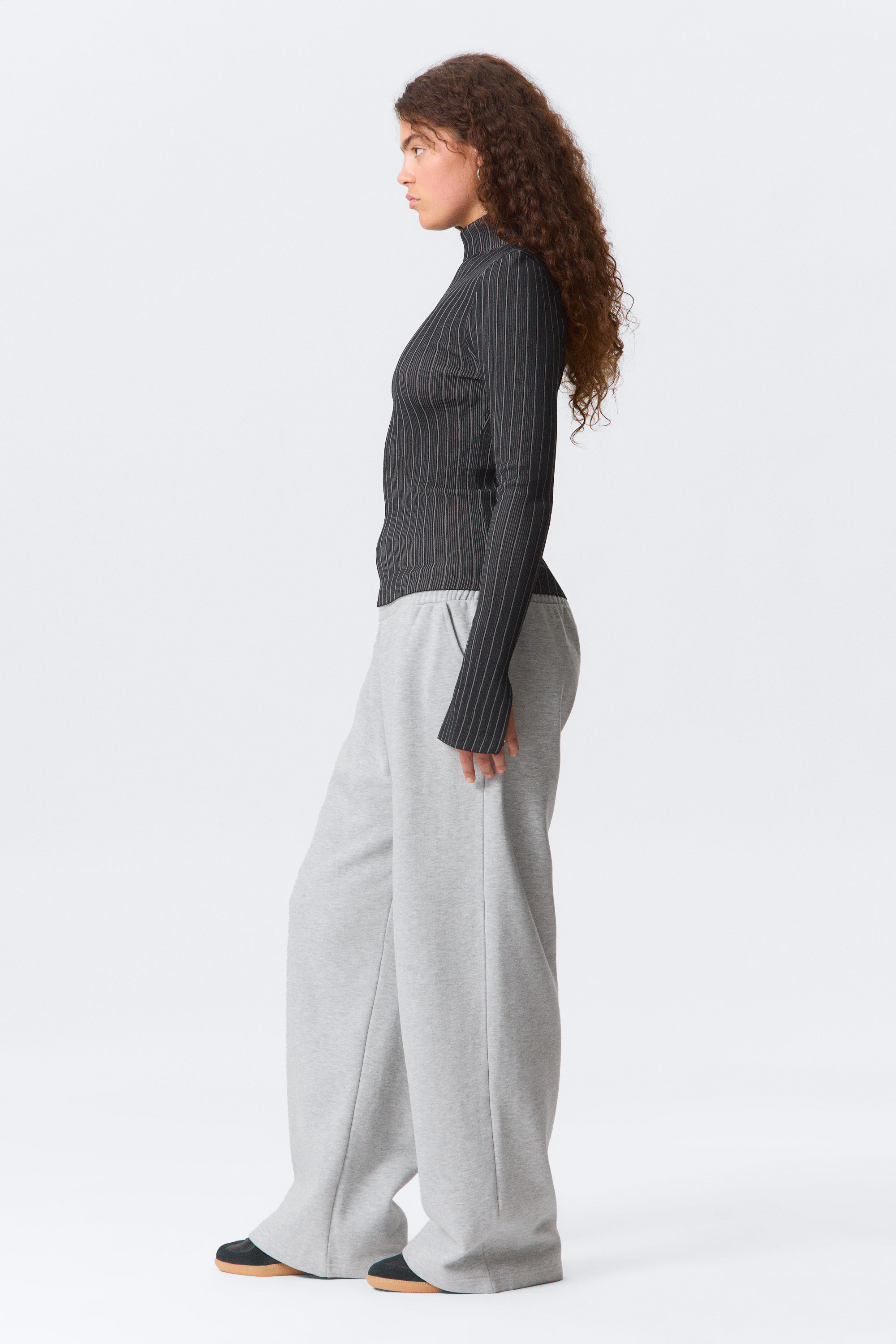 Graumeliert - Lange, schwere Sweatpants in lockerer Passform - 2